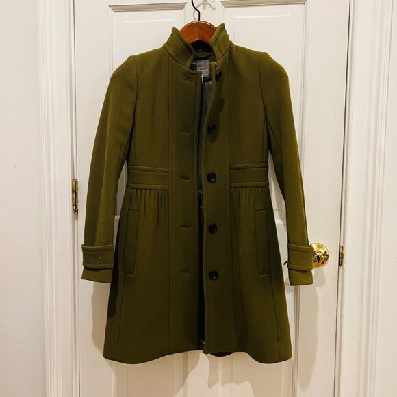 J. Crew Italian Double Cloth Wool Topcoat Coat Jacket Deep Green, Size 0 - Picture 12 of 15